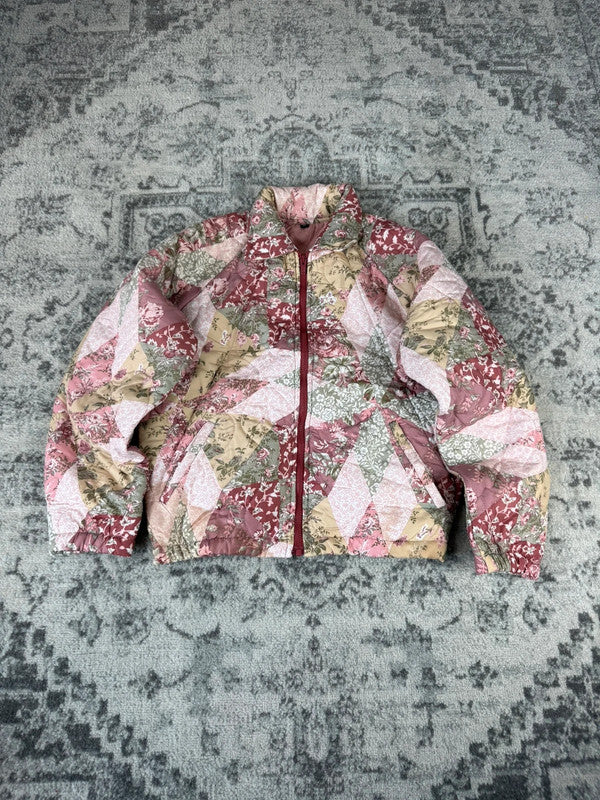 Veste en quilt crop style sportswear design unique vintage fait main upcyclé retravaillé n•805