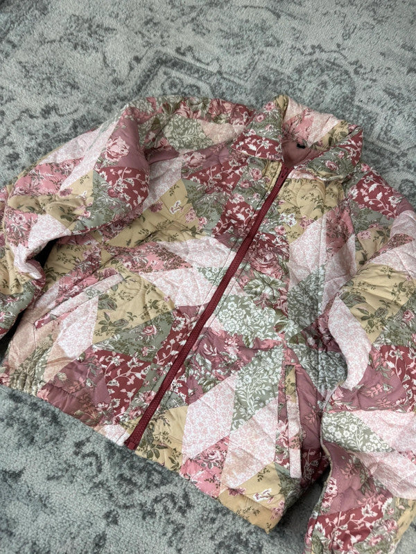 Veste en quilt crop style sportswear design unique vintage fait main upcyclé retravaillé n•805