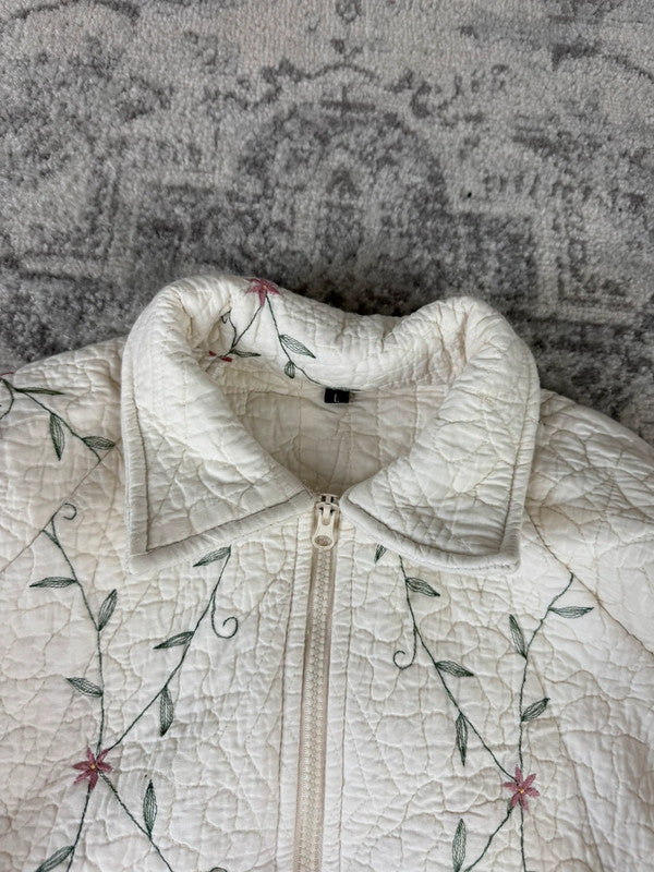 Veste en quilt crop style sportswear design unique vintage fait main upcyclé retravaillé n•806