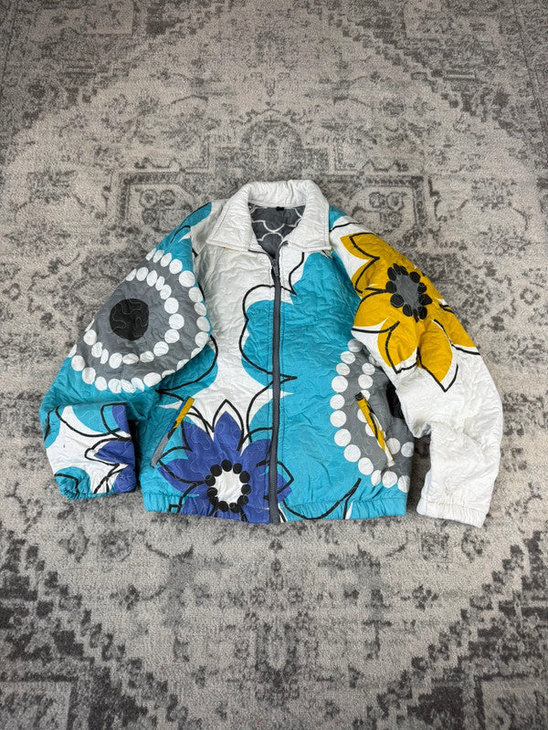 Veste en quilt crop style sportswear design unique vintage fait main upcyclé retravaillé n•807