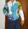 Veste en quilt crop style sportswear design unique vintage fait main upcyclé retravaillé n•807