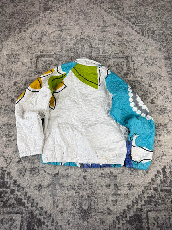 Veste en quilt crop style sportswear design unique vintage fait main upcyclé retravaillé n•807
