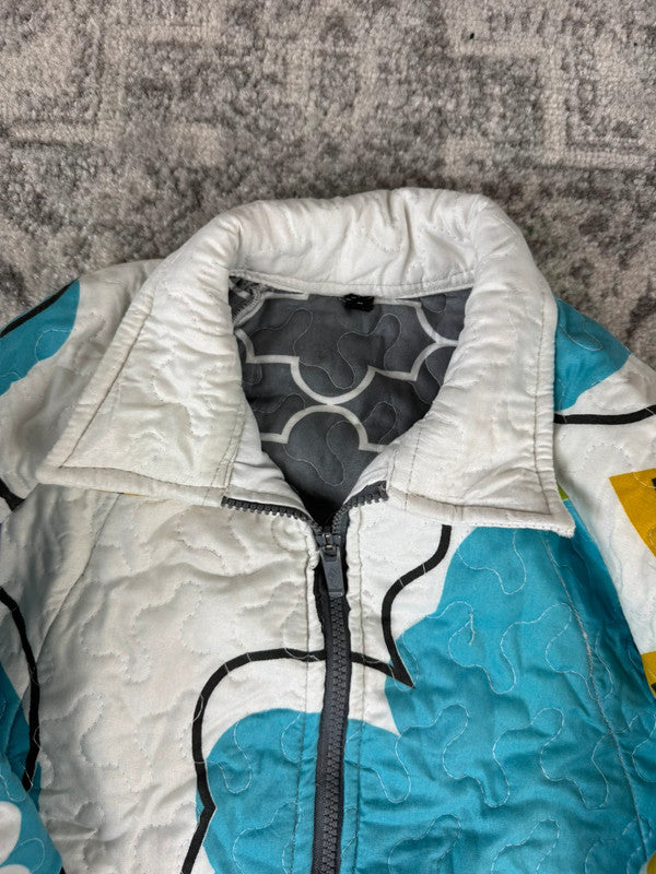 Veste en quilt crop style sportswear design unique vintage fait main upcyclé retravaillé n•807