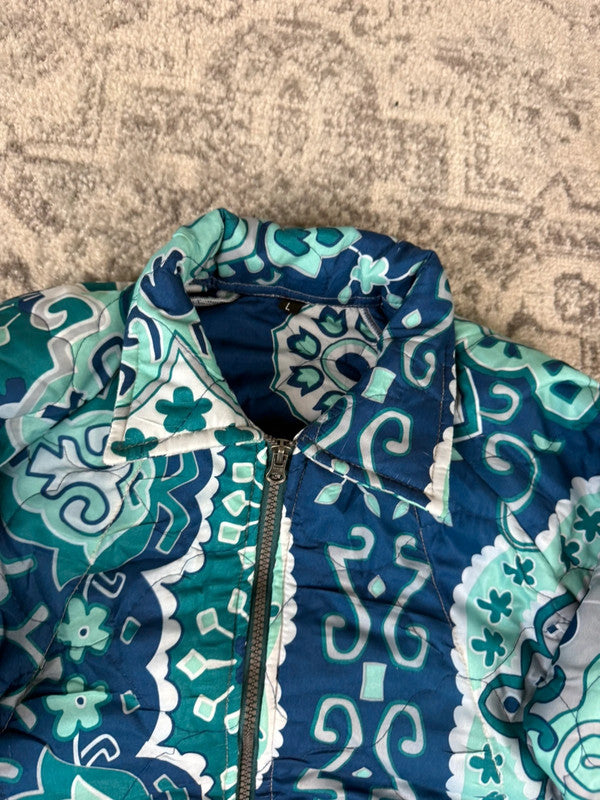 Veste en quilt crop style sportswear design unique vintage fait main upcyclé retravaillé n•808