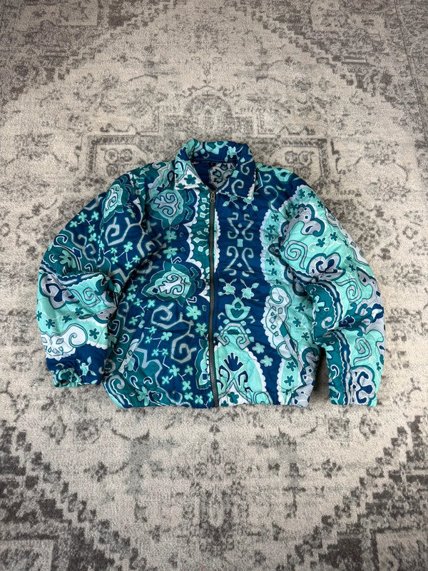 Veste en quilt crop style sportswear design unique vintage fait main upcyclé retravaillé n•808