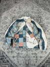 Veste en quilt crop style sportswear design unique vintage fait main upcyclé retravaillé n•809