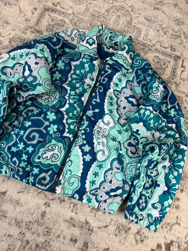 Veste en quilt crop style sportswear design unique vintage fait main upcyclé retravaillé n•811