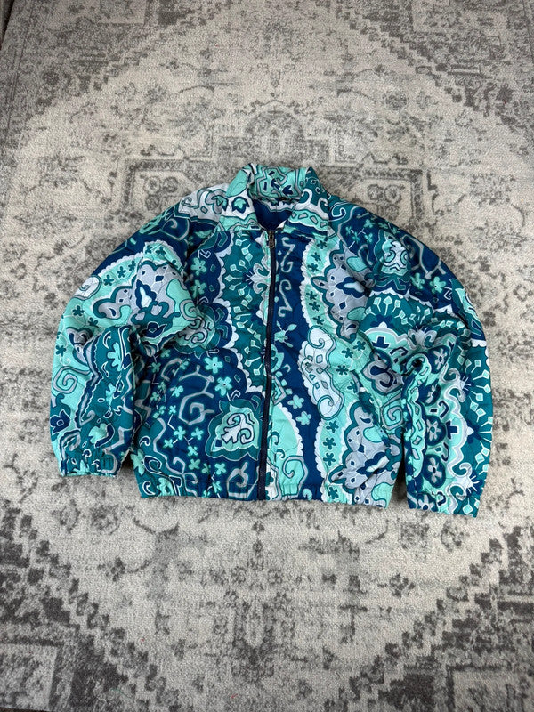 Veste en quilt crop style sportswear design unique vintage fait main upcyclé retravaillé n•811