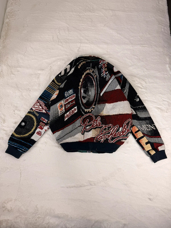 Veste harrington en tapisserie design unique fait main upcyclé retravaillé et tissé taille M n•827