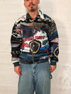 Veste harrington en tapisserie design unique fait main upcyclé retravaillé et tissé taille M n•827