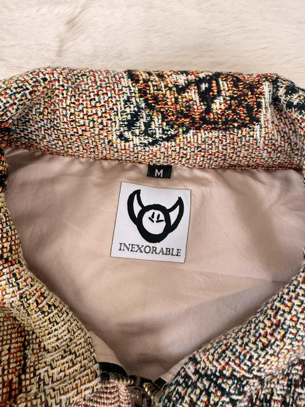 Veste Harrington en tapisserie design unique fait main upcyclé retravaillé et tissé taille M n•828