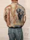 Veste Harrington en tapisserie design unique fait main upcyclé retravaillé et tissé taille M n•828
