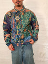 Veste Harrington en tapisserie design unique fait main upcyclé retravaillé et tissé taille M n•831