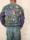 Veste Harrington en tapisserie design unique fait main upcyclé retravaillé et tissé taille M n•831
