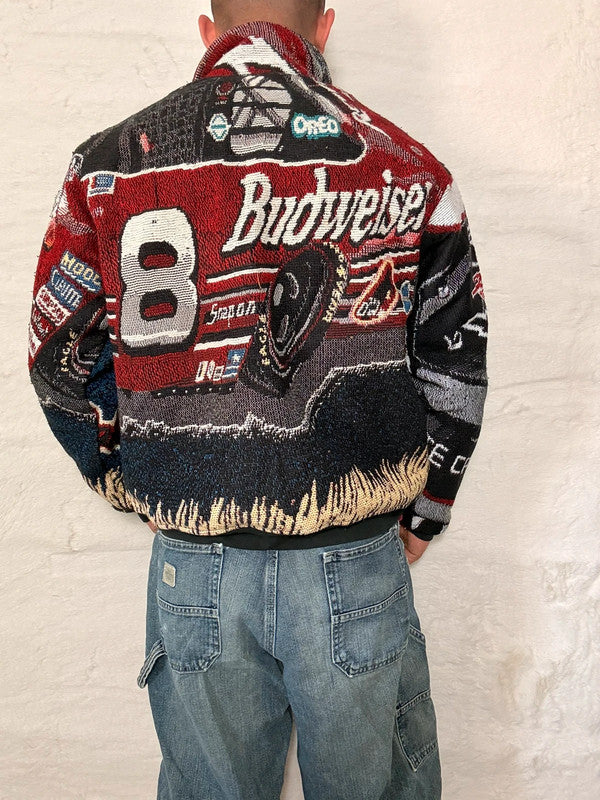 Veste Harrington en tapisserie design unique fait main upcyclé retravaillé et tissé taille S n•832