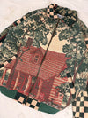 Veste Harrington en tapisserie design unique fait main upcyclé retravaillé et tissé taille XL n•833