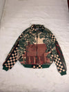 Veste Harrington en tapisserie design unique fait main upcyclé retravaillé et tissé taille XL n•833