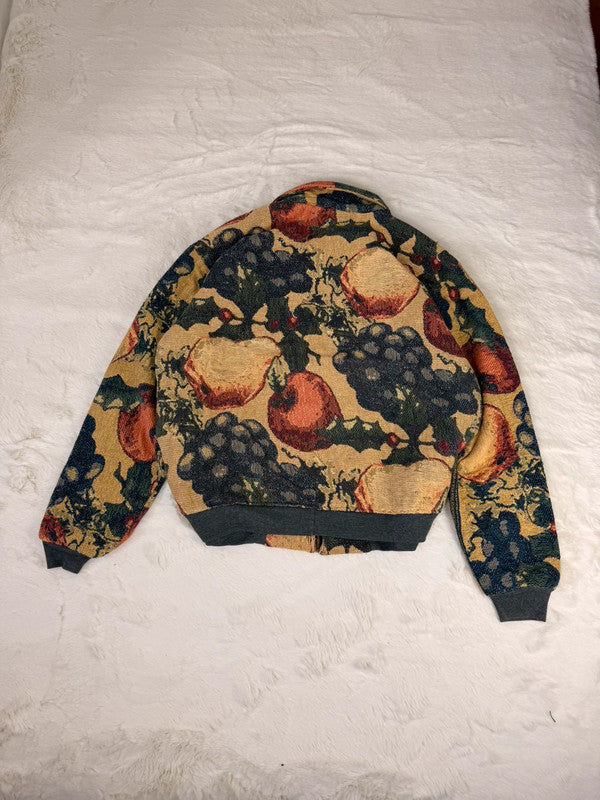 Veste Harrington en tapisserie design unique fait main upcyclé retravaillé et tissé taille L n•834