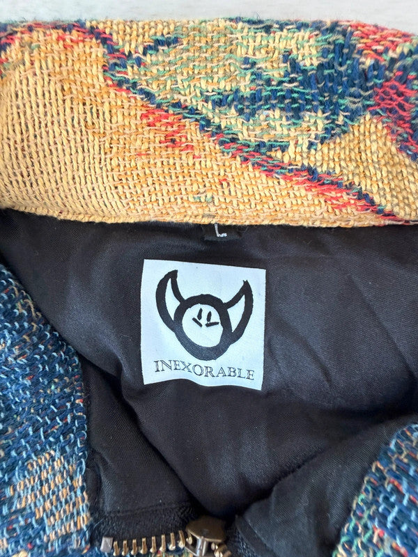 Veste Harrington en tapisserie design unique fait main upcyclé retravaillé et tissé taille L n•834