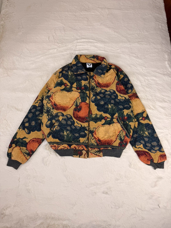 Veste Harrington en tapisserie design unique fait main upcyclé retravaillé et tissé taille L n•834