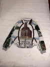 Veste Harrington en tapisserie design unique fait main upcyclé retravaillé et tissé taille L n•835