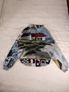 Veste Harrington en tapisserie design unique fait main upcyclé retravaillé et tissé taille XL n•836