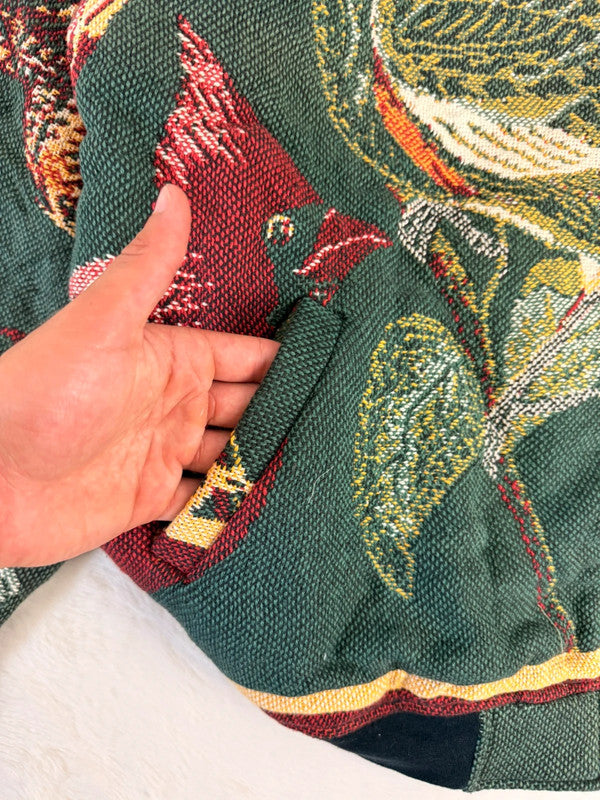 Veste Harrington en tapisserie design unique fait main upcyclé retravaillé et tissé taille XL n•837