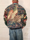 Veste Harrington en tapisserie design unique fait main upcyclé retravaillé et tissé taille XL n•837