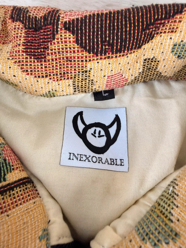 Veste Harrington en tapisserie design unique fait main upcyclé retravaillé et tissé taille L n•838