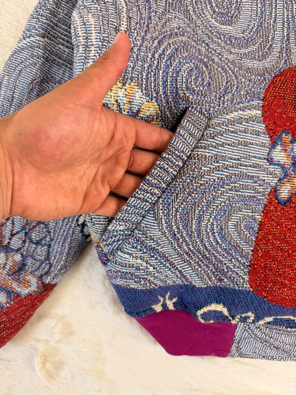 Veste Harrington en tapisserie design unique fait main upcyclé retravaillé et tissé taille S n•839