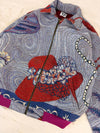Veste Harrington en tapisserie design unique fait main upcyclé retravaillé et tissé taille S n•839