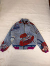 Veste Harrington en tapisserie design unique fait main upcyclé retravaillé et tissé taille S n•839