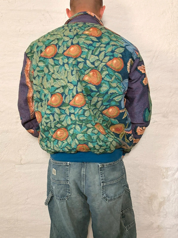Veste Harrington en tapisserie design unique fait main upcyclé retravaillé et tissé taille M n•840