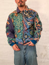 Veste Harrington en tapisserie design unique fait main upcyclé retravaillé et tissé taille M n•840