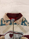 Veste Harrington en tapisserie design unique fait main upcyclé retravaillé et tissé taille M n•841