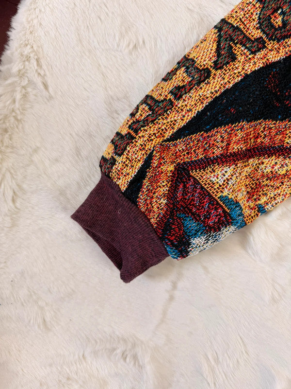 Veste Harrington en tapisserie design unique fait main upcyclé retravaillé et tissé taille L n•842