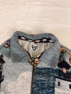 Veste Harrington en tapisserie design unique fait main upcyclé retravaillé et tissé taille XL n•844