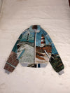 Veste Harrington en tapisserie design unique fait main upcyclé retravaillé et tissé taille S n•845