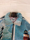 Veste Harrington en tapisserie design unique fait main upcyclé retravaillé et tissé taille S n•845