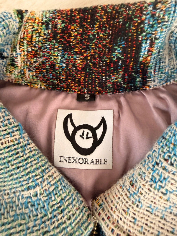 Veste Harrington en tapisserie design unique fait main upcyclé retravaillé et tissé taille S n•845
