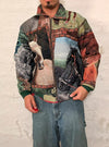 Veste Harrington en tapisserie design unique fait main upcyclé retravaillé et tissé taille S n•846
