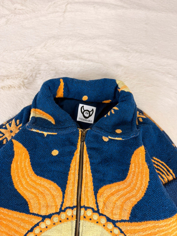 Veste Harrington en tapisserie design unique fait main upcyclé retravaillé et tissé taille S n•847