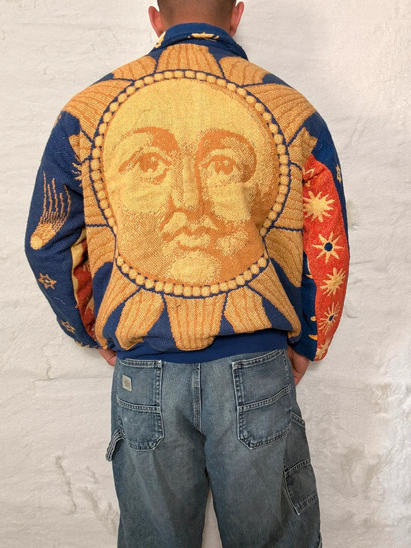 Veste Harrington en tapisserie design unique fait main upcyclé retravaillé et tissé taille S n•847