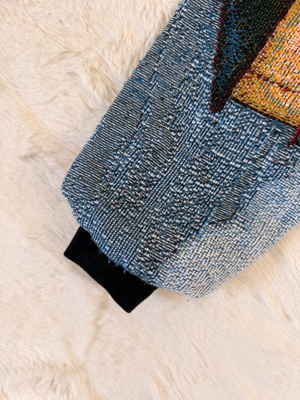 Veste Harrington en tapisserie design unique fait main upcyclé retravaillé et tissé taille S n•848