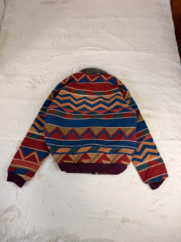 Veste Harrington en tapisserie design unique fait main upcyclé retravaillé et tissé taille S n•849