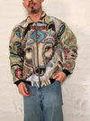 Veste Harrington en tapisserie design unique fait main upcyclé retravaillé et tissé taille S n•850