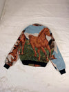Veste Harrington en tapisserie design unique fait main upcyclé retravaillé et tissé taille M n•851