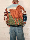 Veste Harrington en tapisserie design unique fait main upcyclé retravaillé et tissé taille M n•851