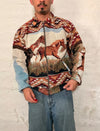 Veste Harrington en tapisserie design unique fait main upcyclé retravaillé et tissé taille M n•851