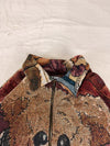 Veste Harrington en tapisserie design unique fait main upcyclé retravaillé et tissé taille XL n•852